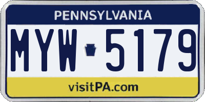 PA license plate MYW5179