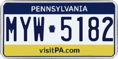 PA license plate MYW5182