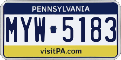 PA license plate MYW5183