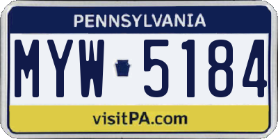 PA license plate MYW5184