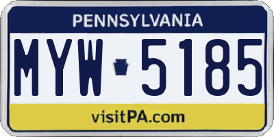 PA license plate MYW5185