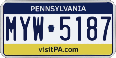 PA license plate MYW5187