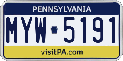 PA license plate MYW5191