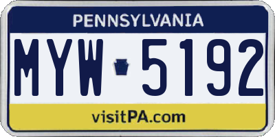 PA license plate MYW5192