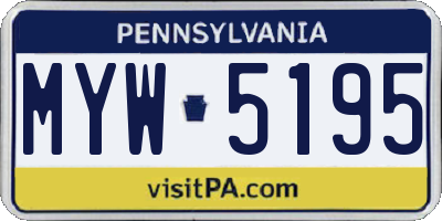 PA license plate MYW5195