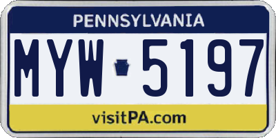 PA license plate MYW5197