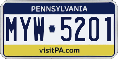 PA license plate MYW5201