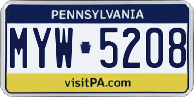 PA license plate MYW5208