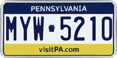 PA license plate MYW5210