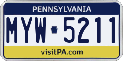 PA license plate MYW5211