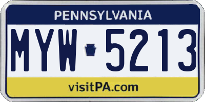 PA license plate MYW5213