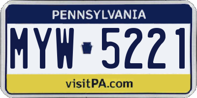 PA license plate MYW5221