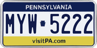 PA license plate MYW5222