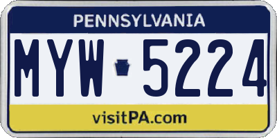 PA license plate MYW5224