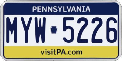 PA license plate MYW5226