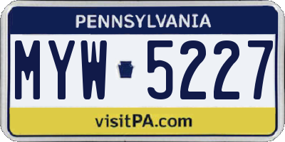 PA license plate MYW5227