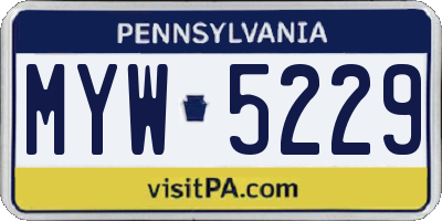 PA license plate MYW5229