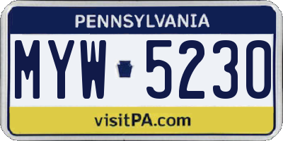 PA license plate MYW5230
