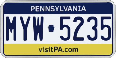 PA license plate MYW5235