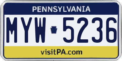 PA license plate MYW5236