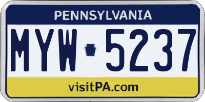 PA license plate MYW5237