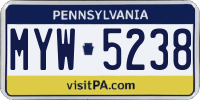 PA license plate MYW5238
