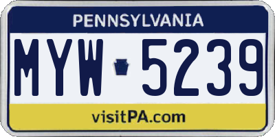 PA license plate MYW5239