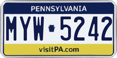 PA license plate MYW5242