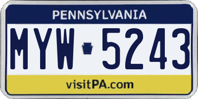 PA license plate MYW5243