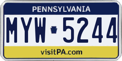 PA license plate MYW5244