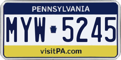 PA license plate MYW5245