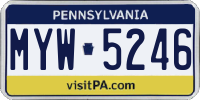 PA license plate MYW5246