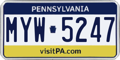 PA license plate MYW5247