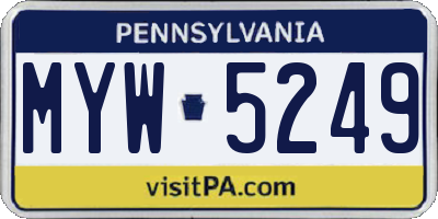 PA license plate MYW5249