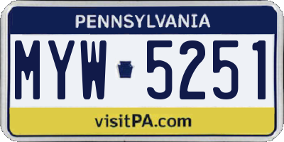 PA license plate MYW5251