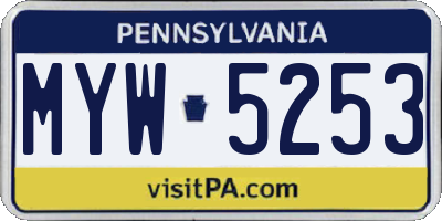PA license plate MYW5253