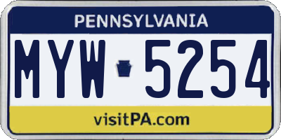 PA license plate MYW5254