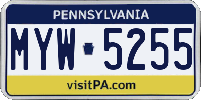 PA license plate MYW5255