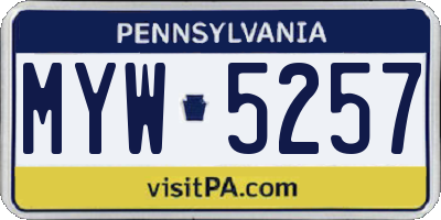 PA license plate MYW5257