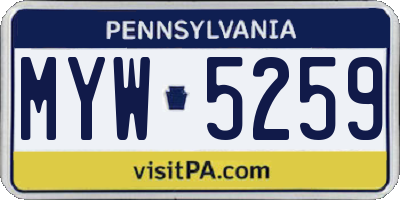 PA license plate MYW5259