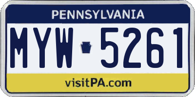 PA license plate MYW5261