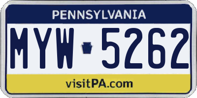 PA license plate MYW5262
