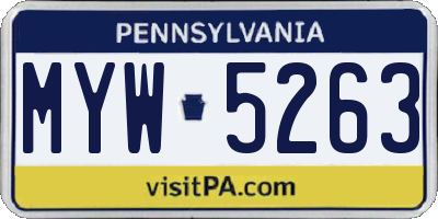 PA license plate MYW5263