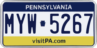 PA license plate MYW5267