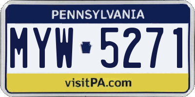 PA license plate MYW5271