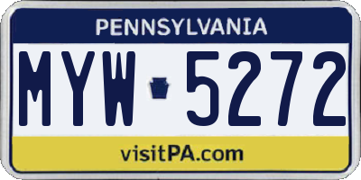 PA license plate MYW5272