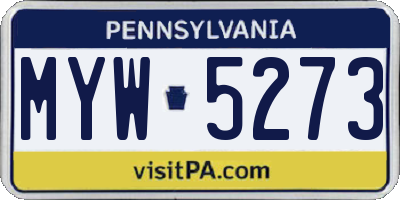 PA license plate MYW5273