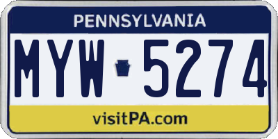 PA license plate MYW5274