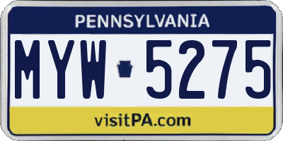 PA license plate MYW5275
