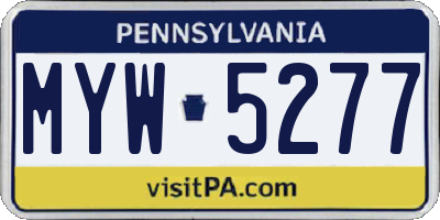 PA license plate MYW5277